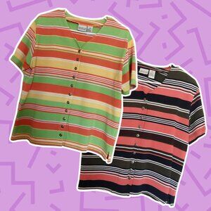 Bundle of TWO vintage striped button up shirts!